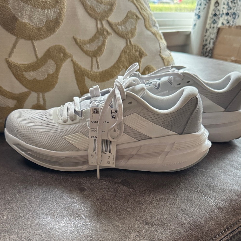 adidas Questar 3 Cloud White and Gray Women's Athletic Running Shoes